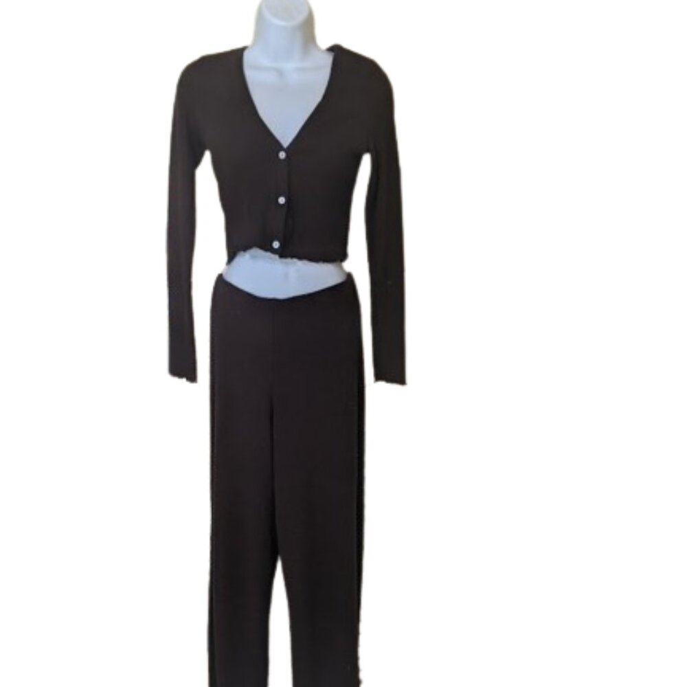 Dark Brown Knit Set -  Pants Set -  Size Small